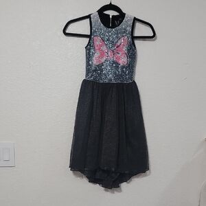 Disney Glittery Black Dress with Pink Bow